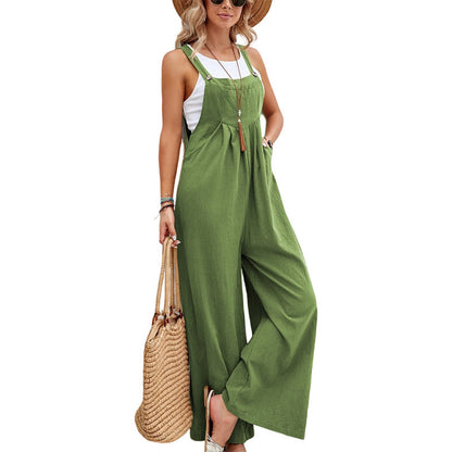 Women's Wide Leg Casual Overalls - Loose Leg Jumpsuits