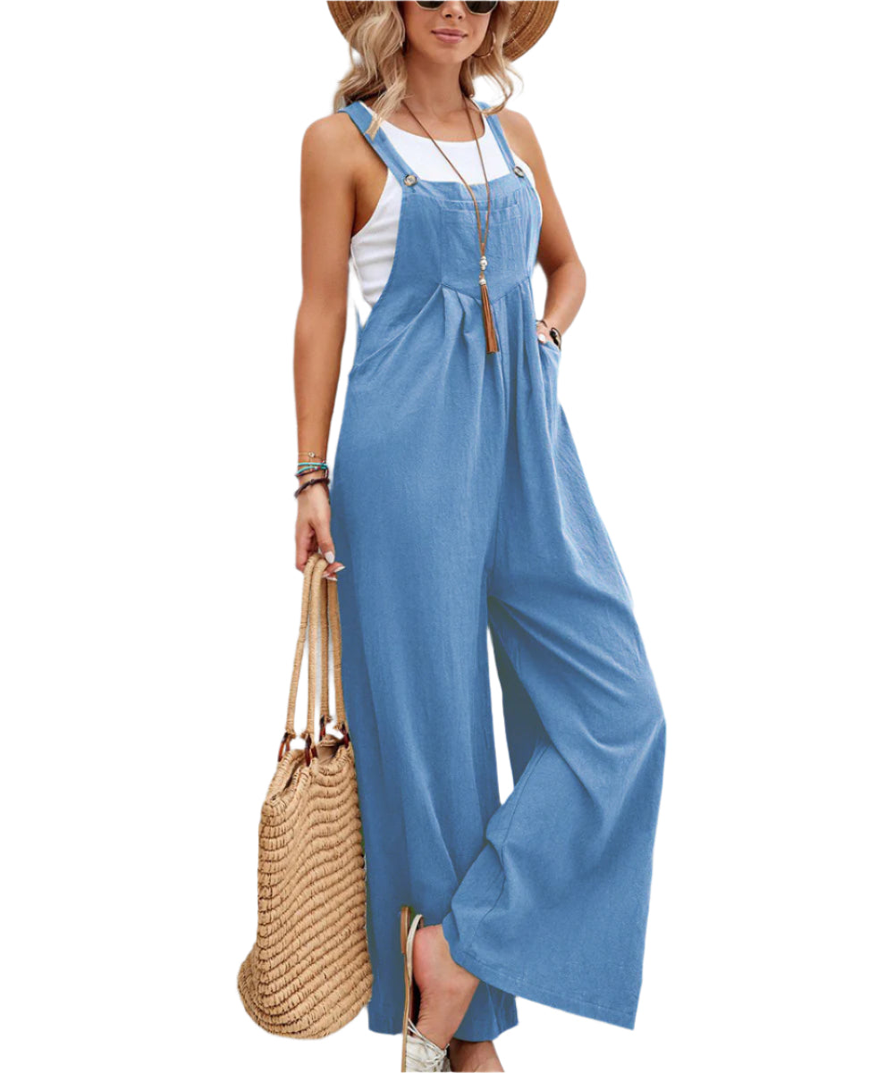 Women's Wide Leg Casual Overalls - Loose Leg Jumpsuits