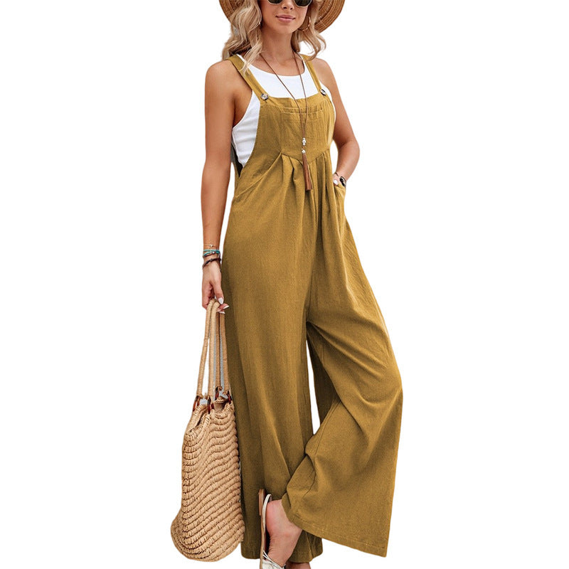 Women's Wide Leg Casual Overalls - Loose Leg Jumpsuits